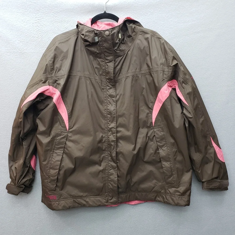 Columbia Storm Dry Hooded Softshell Jacket Brown Pink Gorpcore Winter Size 1X